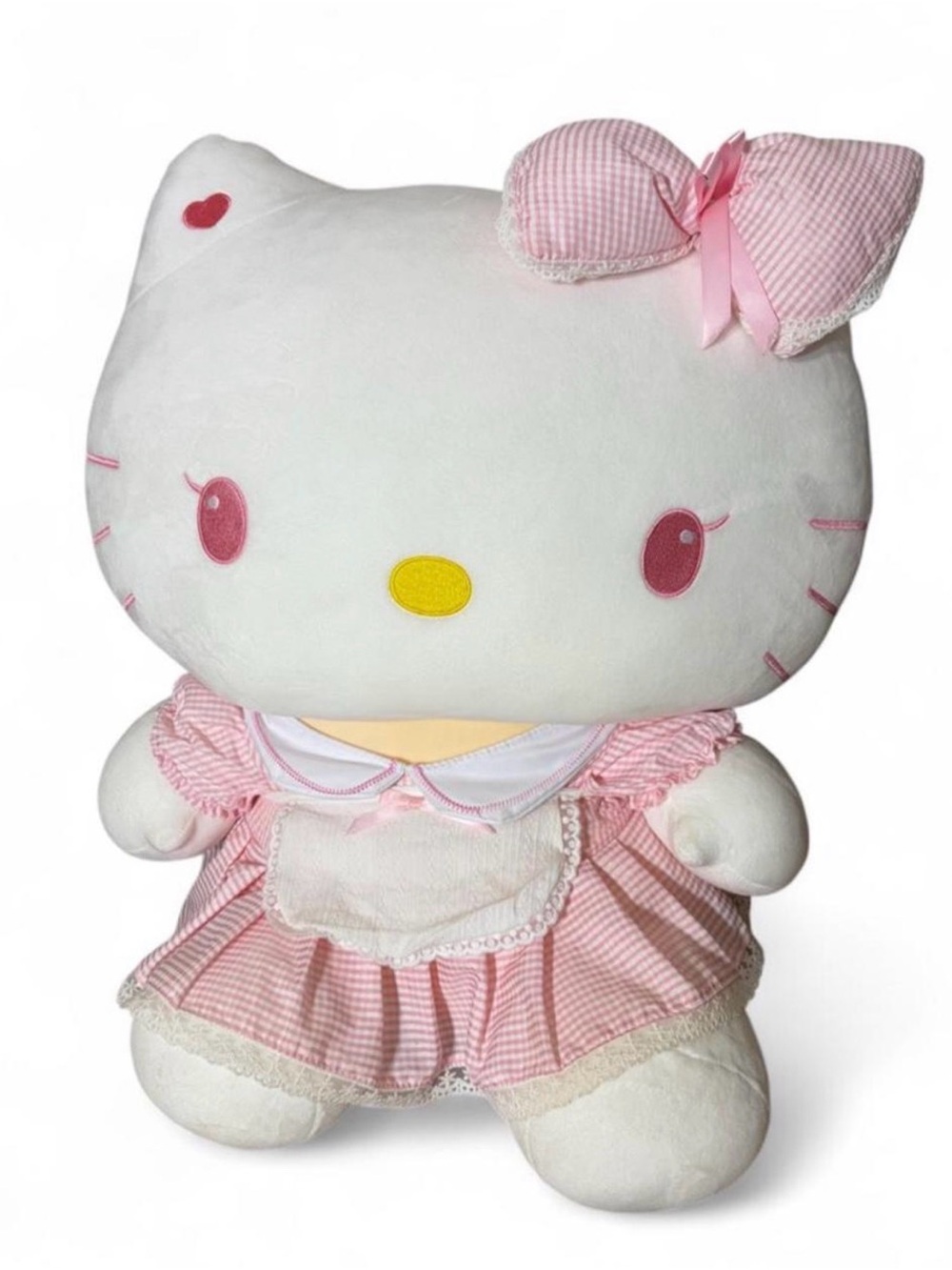 Hello Kitty White Plush with Pink Gingham Dress and Bow